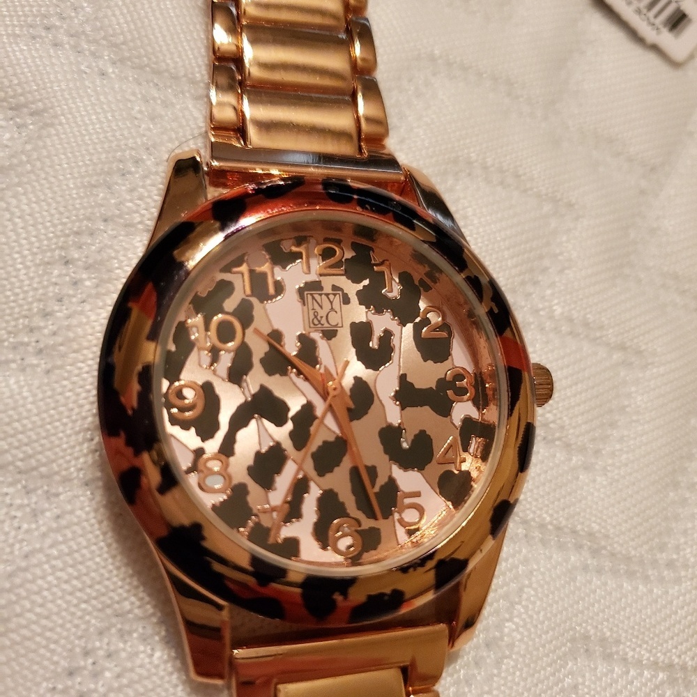 Ny&co leopard faced watch Rose Gold Nwt